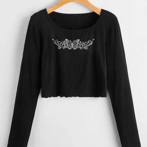 Butterfly Print Long Sleeve Tee